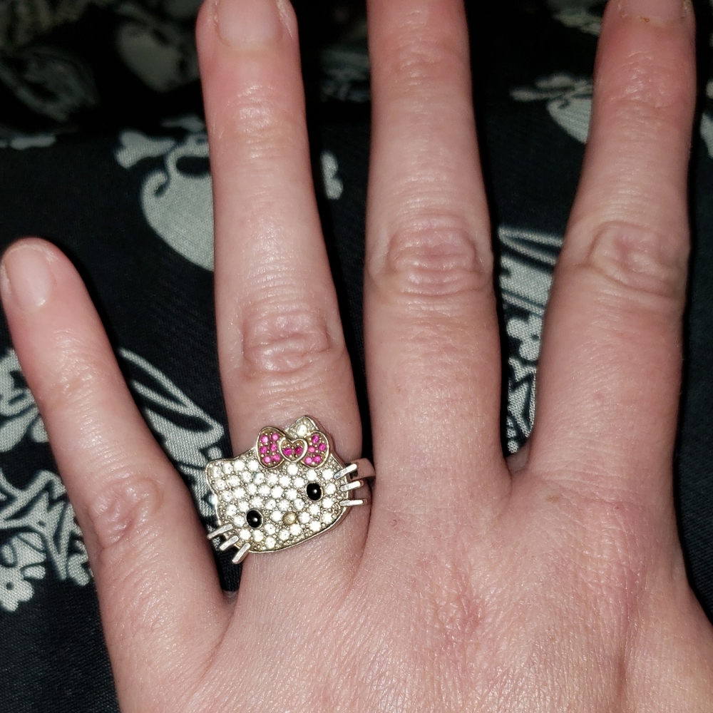 Hello Kitty Sanrio Sterling Diamonique Ring Size 7